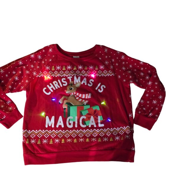 Rudolph The Red-Nosed Reindeer "Christmas Is Magical" Light-Up Sweater XXL - Picture 1 of 14